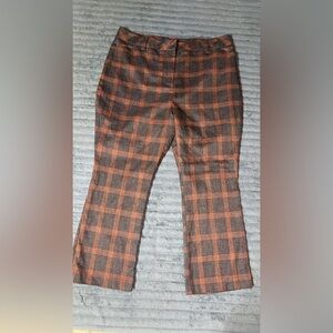 New York & Company Brown and Orange Plaid Women's Pants